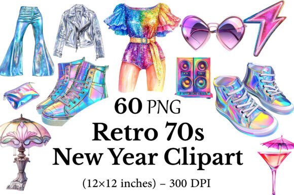 Download Retro 70s New Year Clipart - 70s Collection