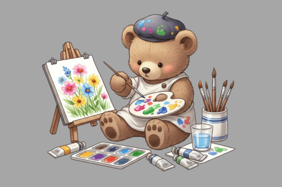 Download Teddy Bear Artist Painting Colorful - Colorful Collection
