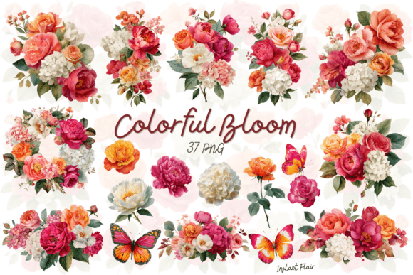 Download Colorful Bloom Floral Clipart Bundle - Colorful Collection