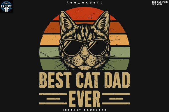 Download Best Cat Dad Ever Vintage T-shirt Design - Shirt design Collection